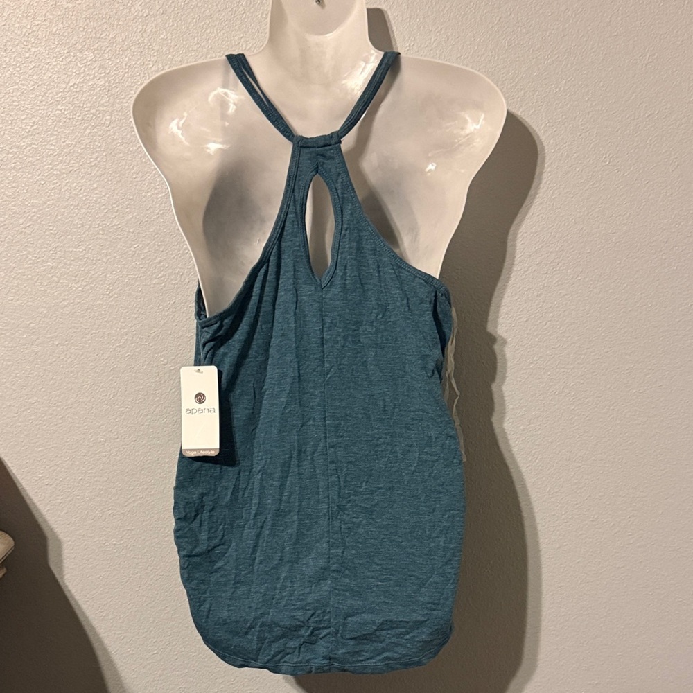 Apana Teal Racerback Halter Tank with Keyhole